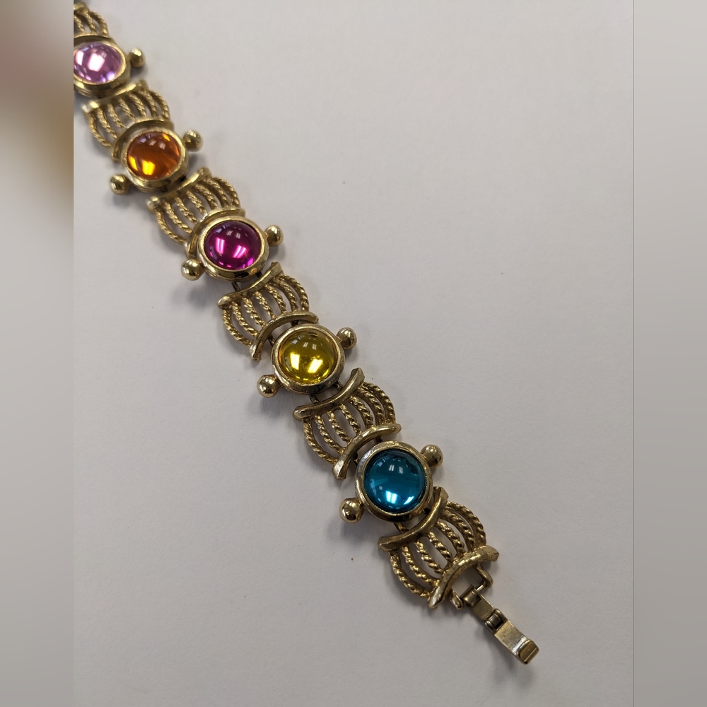 VTG COLORFUL JELLY BRACELET WITH GOLD ACCENTS - Picture 8 of 15